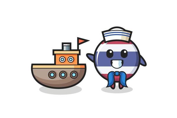 Character mascot of thailand flag badge as a sailor man
