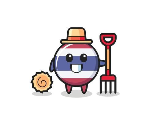 Mascot character of thailand flag badge as a farmer