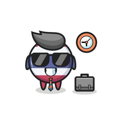 Cartoon mascot of thailand flag badge as a businessman