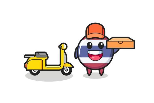 Character Illustration of thailand flag badge as a pizza deliveryman