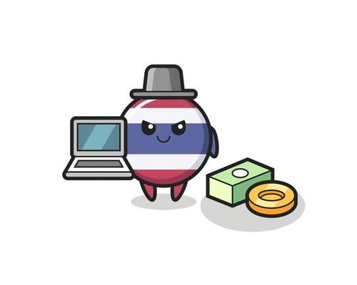 Mascot Illustration of thailand flag badge as a hacker