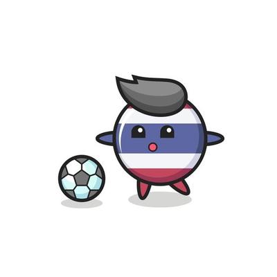 Illustration of thailand flag badge cartoon is playing soccer