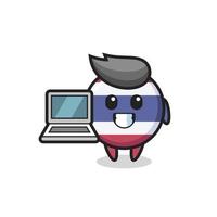 Mascot Illustration of thailand flag badge with a laptop vector