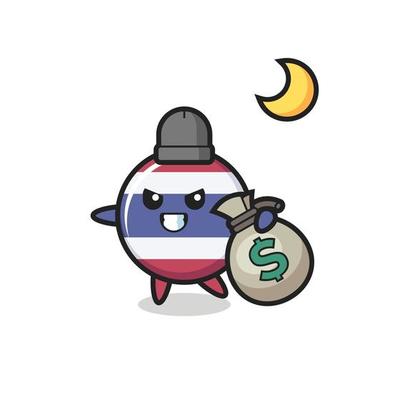 Illustration of thailand flag badge cartoon is stolen the money