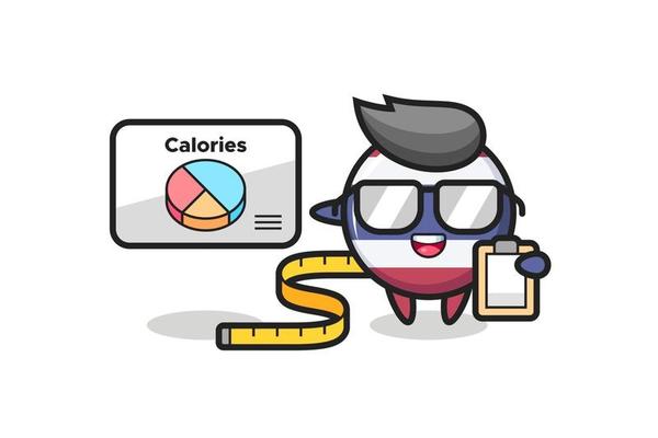 Illustration of thailand flag badge mascot as a dietitian