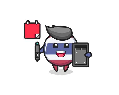 Illustration of thailand flag badge mascot as a graphic designer