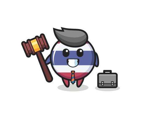 Illustration of thailand flag badge mascot as a lawyer