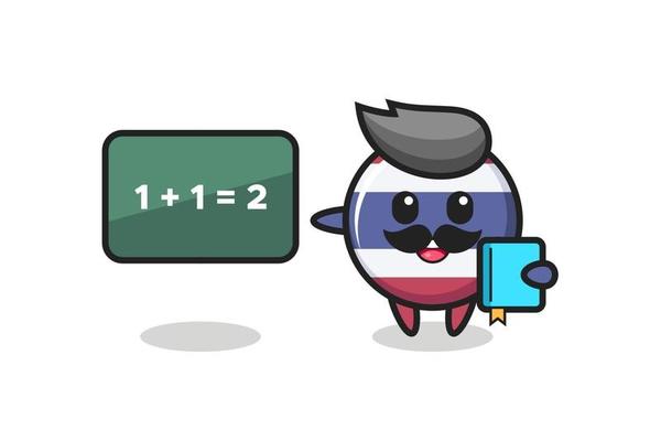 Illustration of thailand flag badge character as a teacher