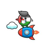 palestine flag badge mascot character riding a rocket vector