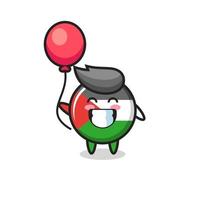 la ilustración de la mascota de la insignia de la bandera de Palestina está jugando un globo vector