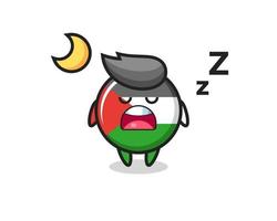 ilustración de personaje de insignia de bandera de palestina durmiendo por la noche vector