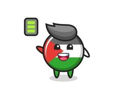 palestine flag badge mascot character with energetic gesture vector