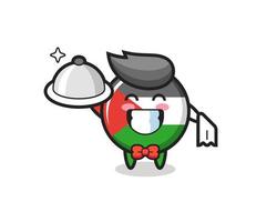 Character mascot of palestine flag badge as a waiters vector