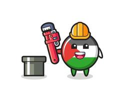 Character Illustration of palestine flag badge as a plumber vector