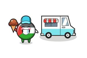 Mascot cartoon of palestine flag badge with ice cream truck vector