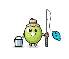 Mascot character of olive as a fisherman vector