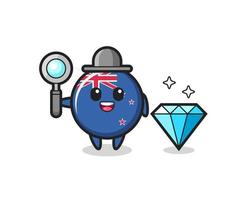 Ilustración del carácter de la insignia de la bandera de Nueva Zelanda con un diamante vector