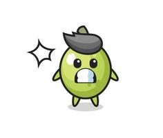 olive character cartoon with shocked gesture vector