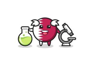 Mascot character of qatar flag badge as a scientist vector