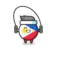 philippines flag badge character cartoon with skipping rope vector