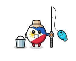 Mascot character of philippines flag badge as a fisherman vector