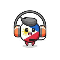 Cartoon mascot of philippines flag badge as a customer service vector