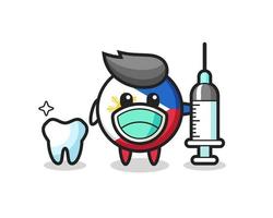 Personaje de mascota de la insignia de la bandera de Filipinas como dentista vector