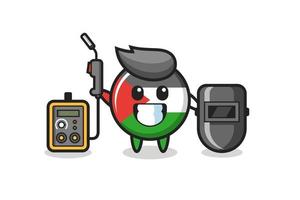 Character mascot of palestine flag badge as a welder vector