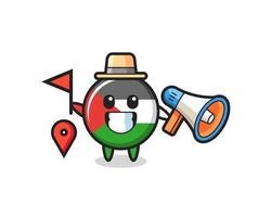 Character cartoon of palestine flag badge as a tour guide vector