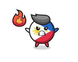 philippines flag badge character cartoon with angry gesture vector