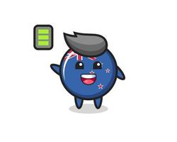 new zealand flag badge mascot character with energetic gesture vector