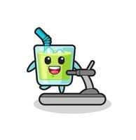 melon juice cartoon character walking on the treadmill vector