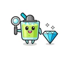 Ilustración del personaje de jugo de melón con un diamante. vector