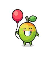 mango mascot illustration is playing balloon vector