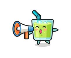 melon juice character illustration holding a megaphone vector