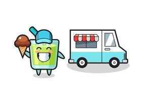 Mascot cartoon of melon juice with ice cream truck vector