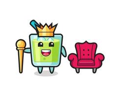 mascota de dibujos animados de jugo de melón como rey vector