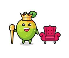 mascota de dibujos animados de mango como rey vector