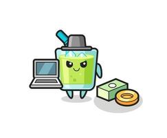 Mascot Illustration of melon juice as a hacker vector