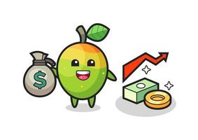 dibujos animados de ilustración de mango con saco de dinero vector