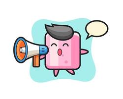 marshmallow character illustration holding a megaphone vector