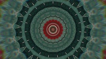Green Fractal Texture with Red Accent Kaleidoscopic Element video