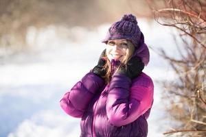 Girl in a knitted hat photo