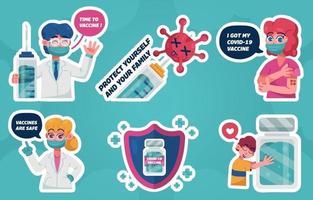 Covid-19 Vaccine Stickers Collection vector