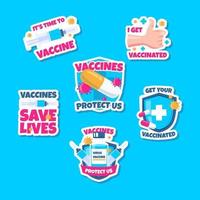 Vaccine Stickers Collection vector