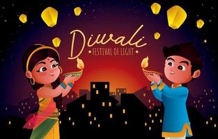 celebrar el concepto de festival de diwali vector