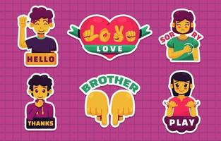 Sign Language Sticker Pack vector