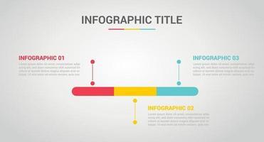 Infografía de línea de tiempo con 3 pasos para el proceso horizontal. vector