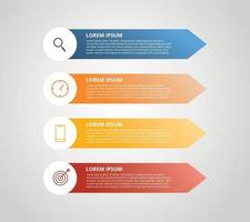 Infografía de etiqueta vertical con 4 pasos con icono de proceso empresarial vector