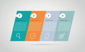 infographic 4 step process horizontal tilted vector